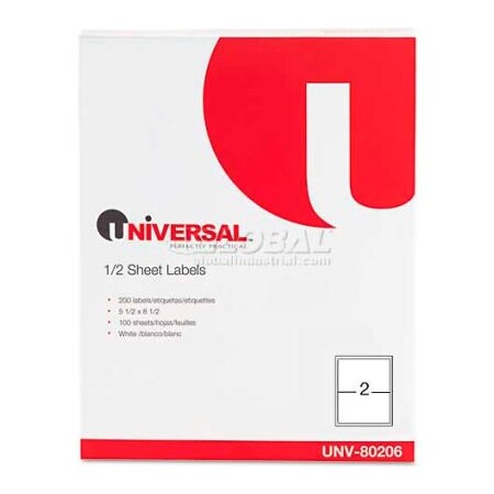 United Stationers Supply Universal® Inkjet/Laser Printer Labels, 5-1/2 x 8-1/2, White, 200 Labels UNV80206
